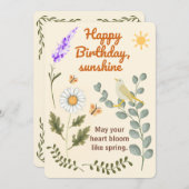 Elegant Floral Birthday - Pastel Garden Theme Card 招待状 (正面/裏面)