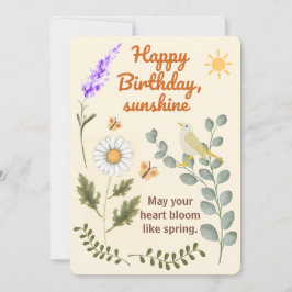 Elegant Floral Birthday - Pastel Garden Theme Card 招待状