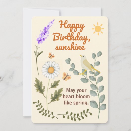 Elegant Floral Birthday - Pastel Garden Theme Card 招待状 (正面)