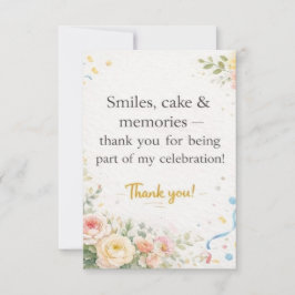 Elegant Floral Birthday Thank You Card サンキューカード