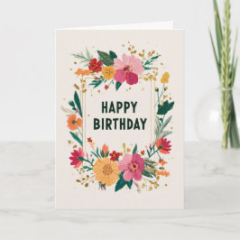 Elegant Floral Birthday Wishes カード