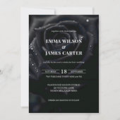 Elegant Floral Black Midnight Rose Photo Wedding 招待状 (正面)