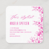 Elegant Floral Black & Pink Hair Salon Beauty スクエア名刺 (裏面)