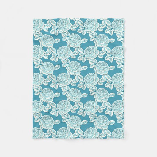 Elegant Floral Blanket with Vintage Charm フリースブランケット (正面)