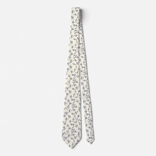 Elegant floral blue and ivory neck tie ネクタイ (正面)