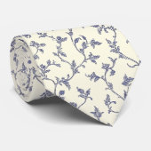 Elegant floral blue and ivory neck tie ネクタイ (ロール)