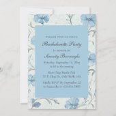 Elegant Floral Blue Country Garden Bachelorette 招待状 (正面)