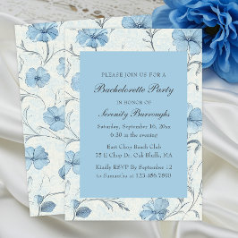 Elegant Floral Blue Country Garden Bachelorette 招待状