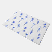 Elegant Floral Blue Flowers Doormat ドアマット (アングル)