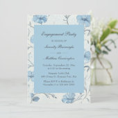 Elegant Floral Blue Vintage Garden Engagement 招待状 (スタンド正面)