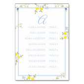 Elegant Floral Blue & Yellow Wedding Seating Card テーブルナンバー (正面)
