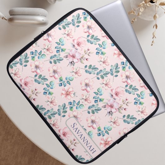 Elegant Floral Blush Pink Electronics Bag ラップトップスリーブ