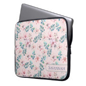 Elegant Floral Blush Pink Electronics Bag ラップトップスリーブ (正面左)