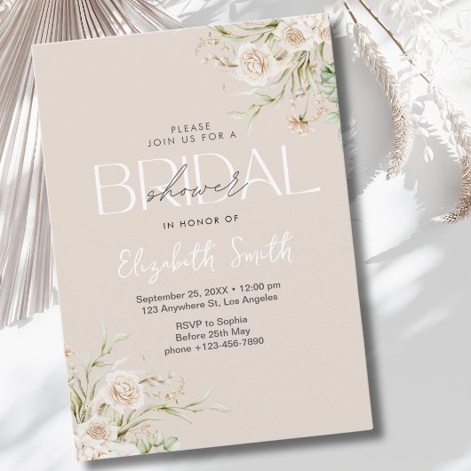 Elegant Floral Boho Bridal Shower 招待状