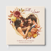 Elegant Floral Boho Fall in Love Photo Wedding  ゲストブック (正面)