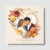 Elegant Floral Boho Fall in Love Photo Wedding ゲストブック (正面)