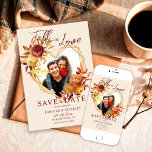 Elegant Floral Boho Fall in Love Photo Wedding セーブザデート<br><div class="desc">Announce your love story in a romantic and unforgettable way with the Modern Elegant Boho Floral Heart Fall in Love Photo Wedding Save the Date. This beautifully designed announcement blends modern elegance with soft boho charm, featuring a delicate floral heart frame that surrounds your favorite engagement photo for a warm...</div>