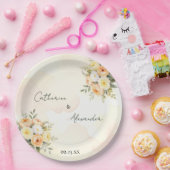 Elegant Floral Boho Rustic Roses Wedding Reception ペーパープレート (パーティー)