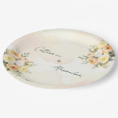 Elegant Floral Boho Rustic Roses Wedding Reception ペーパープレート (アングル)