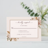 Elegant Floral Boho Wedding RSVP Response Card (スタンド正面)
