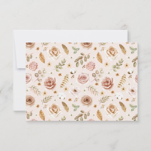 Elegant Floral Boho Wedding RSVP Response Card (裏面)