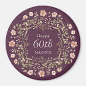 Elegant Floral Border 60th Birthday Celebration マグネット (正面)