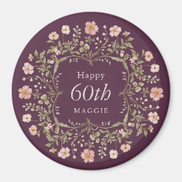 Elegant Floral Border 60th Birthday Celebration マグネット