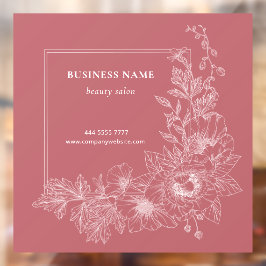 Elegant Floral Border Beauty Salon Dusty Pink ウィンドウサイン
