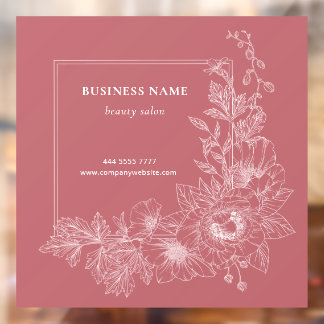 Elegant Floral Border Beauty Salon Dusty Pink ウィンドウサイン