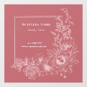 Elegant Floral Border Beauty Salon Dusty Pink ウィンドウサイン (シート)