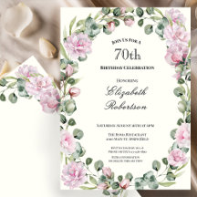 Elegant Floral Border Pink 70th Birthday Custom