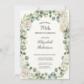 Elegant Floral Border Women's 70th Birthday Custom 招待状 (正面)