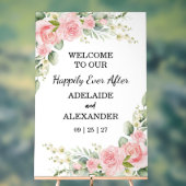 Elegant Floral Botanical Rose Pink Wedding   アクリルサイン (ニュートラル)