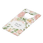 Elegant Floral Botanical Rose Pink Wedding クレジットカード栓抜き (正面アングル)
