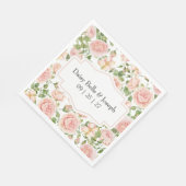 Elegant Floral Botanical Rose Pink Wedding スタンダードランチョンナプキン (角)