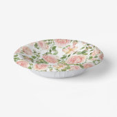 Elegant Floral Botanical Rose Pink Wedding ペーパーボウル (傾斜あり)