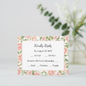 Elegant Floral Botanical Rose Pink Wedding 出欠カード (スタンド正面)