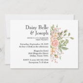 Elegant Floral Botanical Rose Pink Wedding 招待状 (正面)