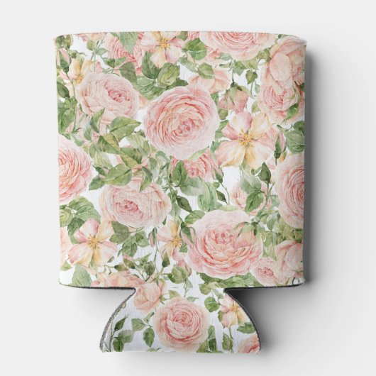 Elegant Floral Botanical Rose Pink Wedding 缶クーラー (裏面)