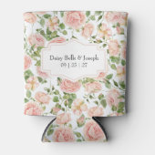 Elegant Floral Botanical Rose Pink Wedding 缶クーラー (正面)