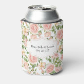 Elegant Floral Botanical Rose Pink Wedding 缶クーラー (缶裏面)