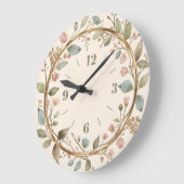 Elegant Floral Botanical Wall Clock with flowers ラージ壁時計 (傾斜)