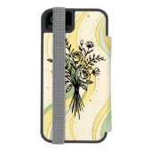 Elegant Floral Bouquet Line Art Incipio iPhoneウォレットケース (フォリオ裏面)