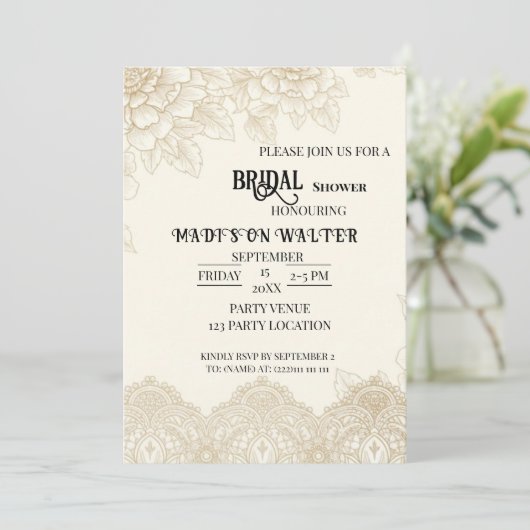 Elegant Floral Bridal Shower Invitation 招待状 (スタンド正面)