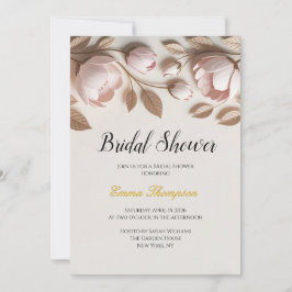 Elegant Floral Bridal Shower Invitation 招待状