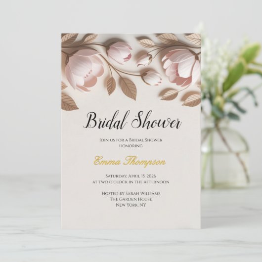 Elegant Floral Bridal Shower Invitation 招待状 (スタンド正面)