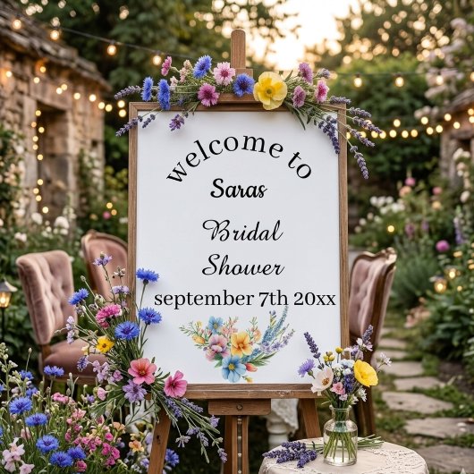 Elegant Floral Bridal Shower Welcome Sign ポスター