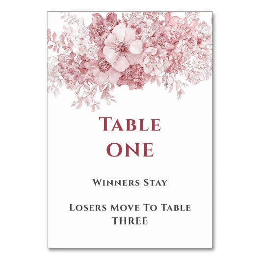 Elegant Floral Bunco Table One テーブルナンバー (正面)