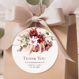 Elegant Floral Burgundy Blush Wedding Envelope ラウンドシール