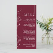 Elegant Floral Burgundy Formal Wedding Dinner メニュー (スタンド正面)